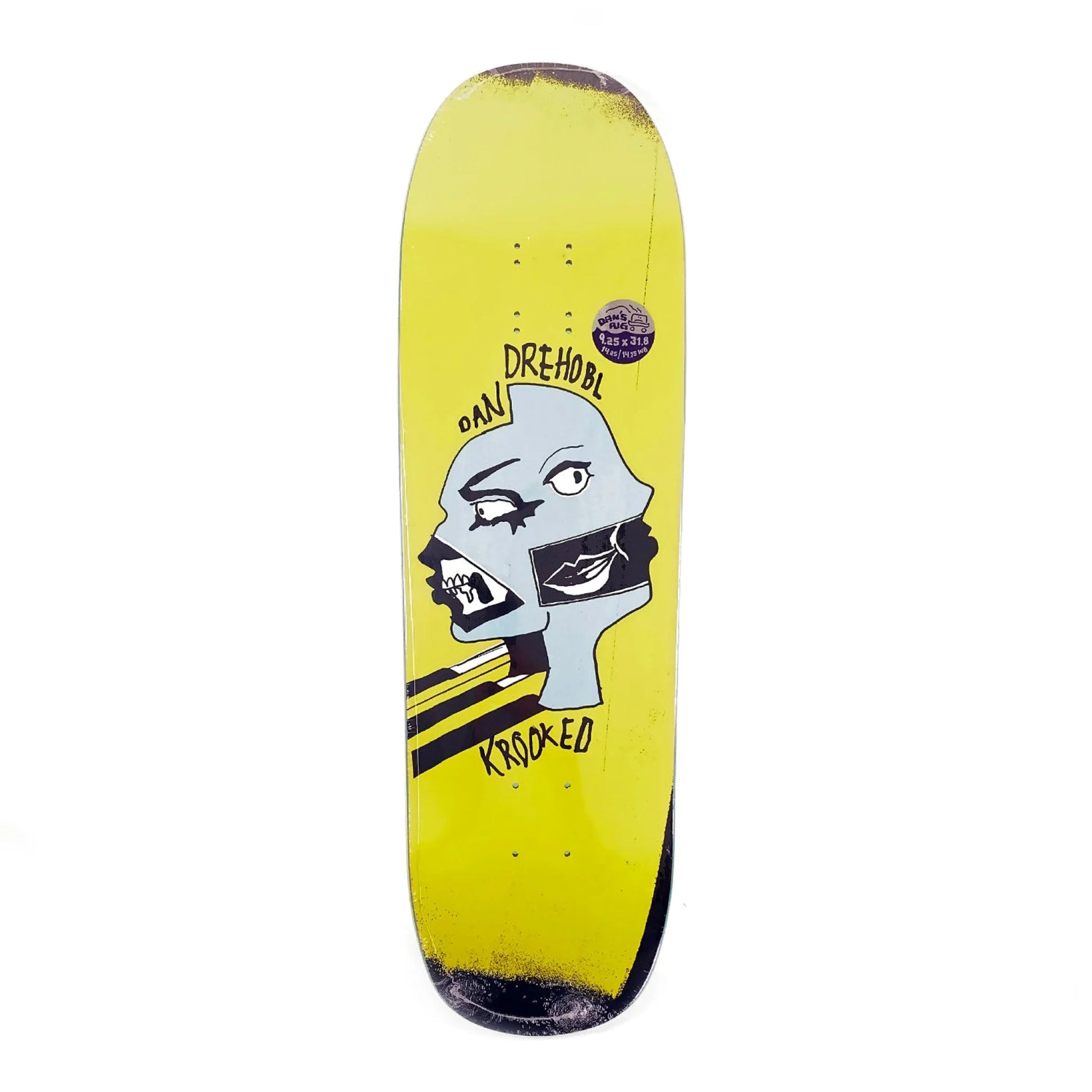 Krooked Drehobl Two Face Pro Deck Yellow - 9.25" - Prime Delux Store