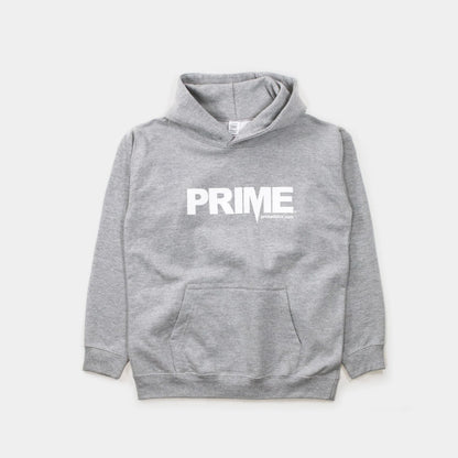 Prime Delux OG Logo Kids Hooded Sweat - Heather Grey/ White - Prime Delux Store