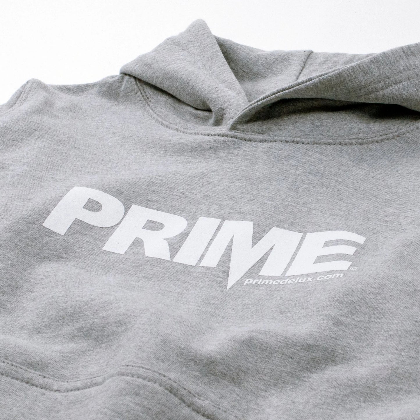 Prime Delux OG Logo Kids Hooded Sweat - Heather Grey/ White - Prime Delux Store