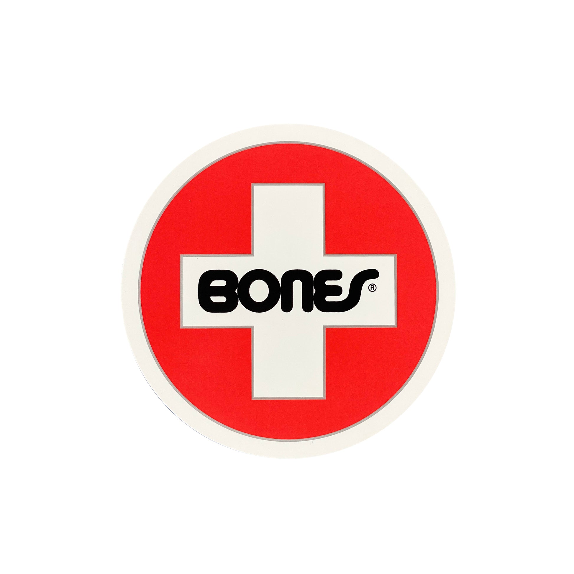 Bones Swiss 6" Round Logo Sticker - Red / White - Prime Delux Store
