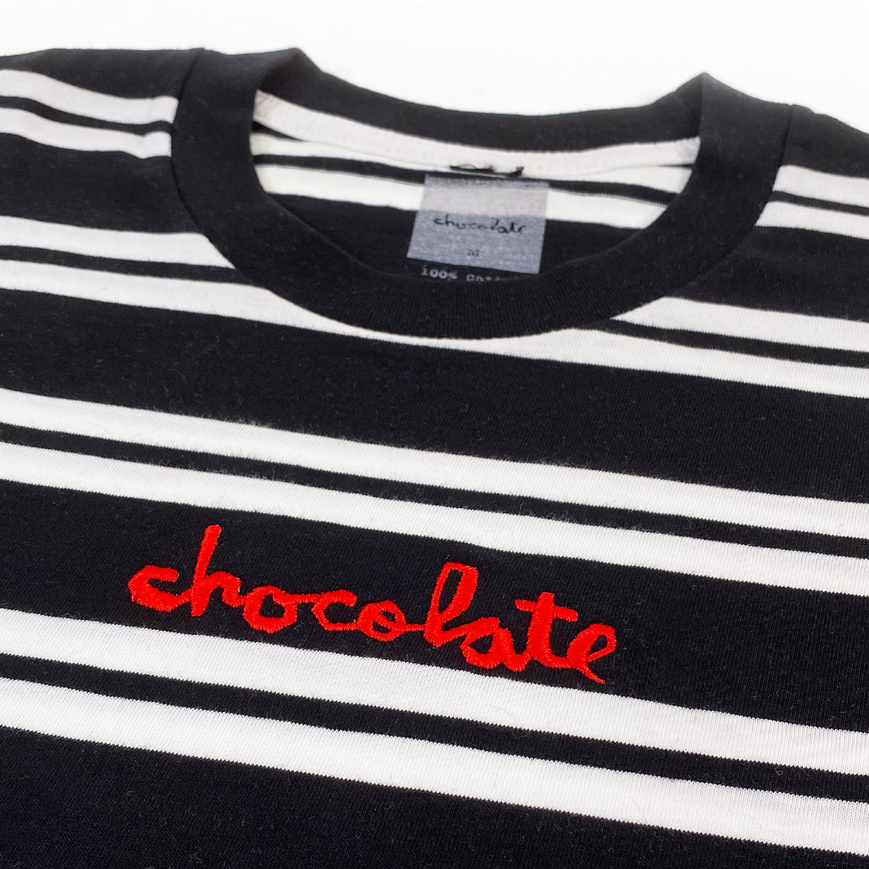 Chocolate Skateboards Striped Chunk Embroidered T-Shirt - Black / White - Prime Delux Store