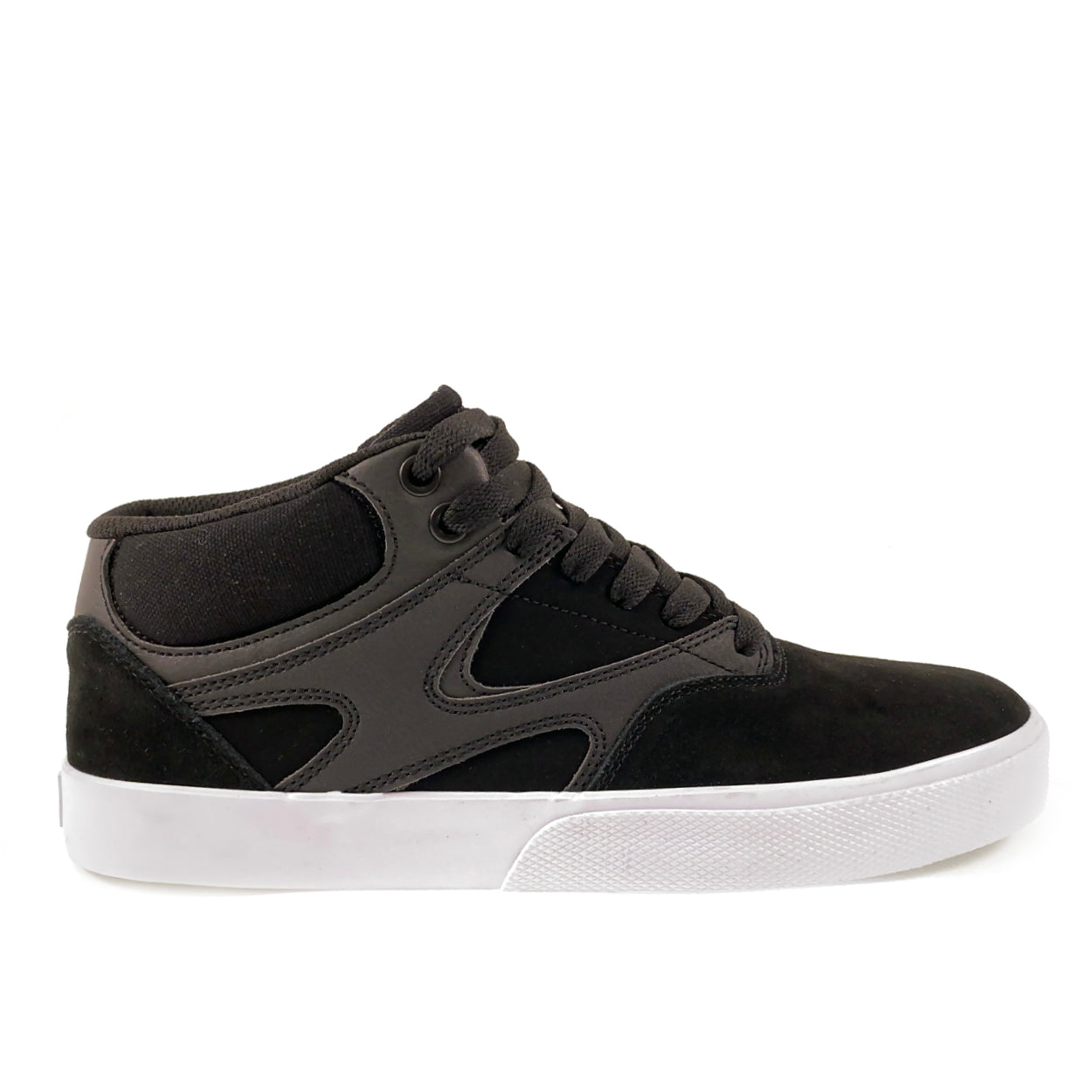 DC Shoes Kalis Vulc Mid Leather Skate Shoes - Black / Black / White - Prime Delux Store