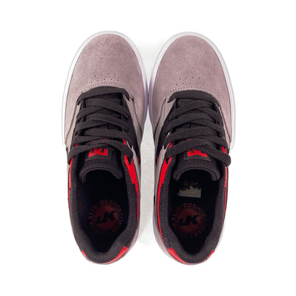 DC Shoes Kids Kalis Vulc Skate Shoes - Black / Grey / Red - Prime Delux Store