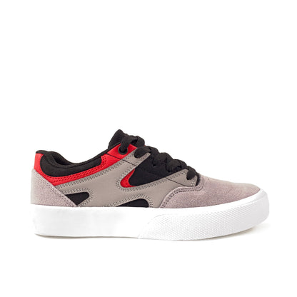 DC Shoes Kids Kalis Vulc Skate Shoes - Black / Grey / Red - Prime Delux Store