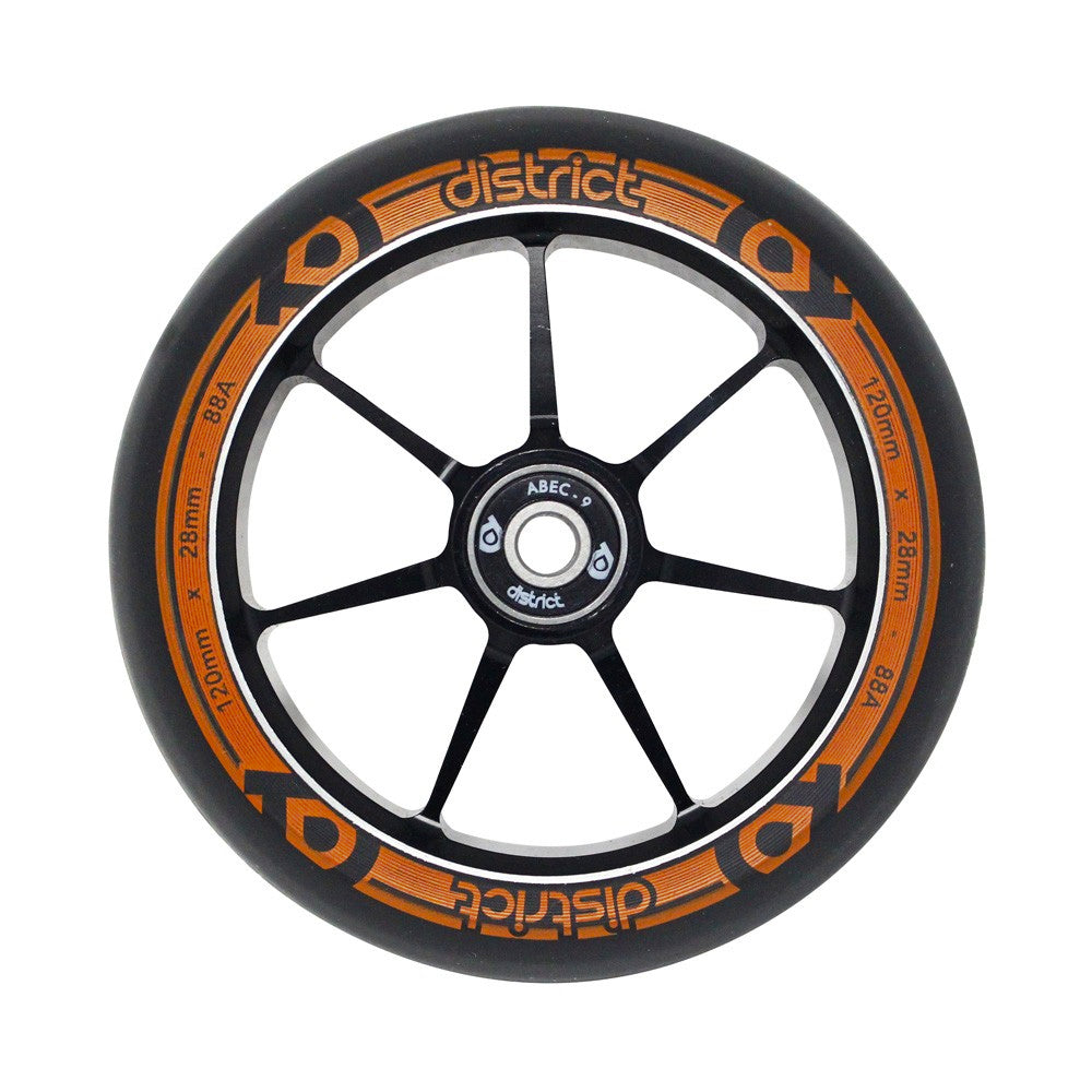 District Scooters Dual Width Core 120mm Wheel - Black / Orange - Prime Delux Store