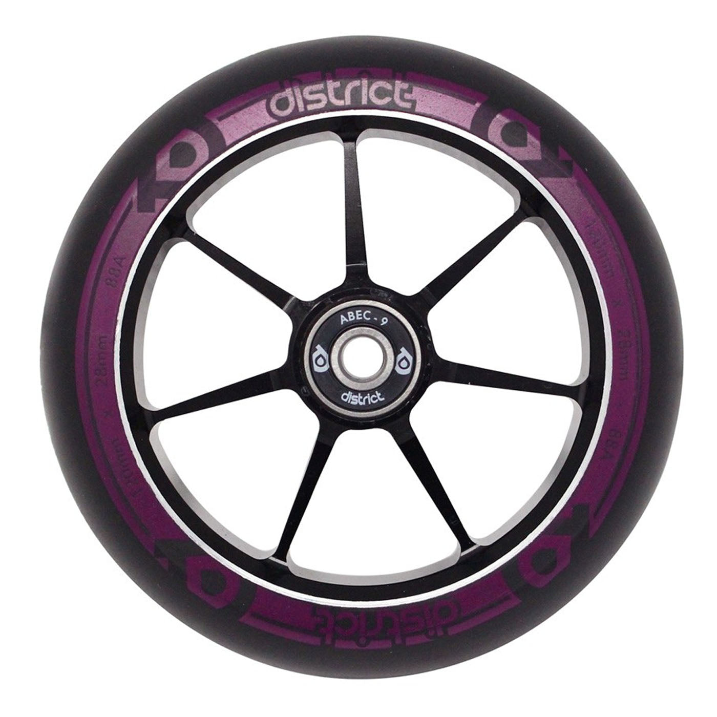 District Scooters 110mm Dual Width Core Wheel - Black / Magenta - Prime Delux Store