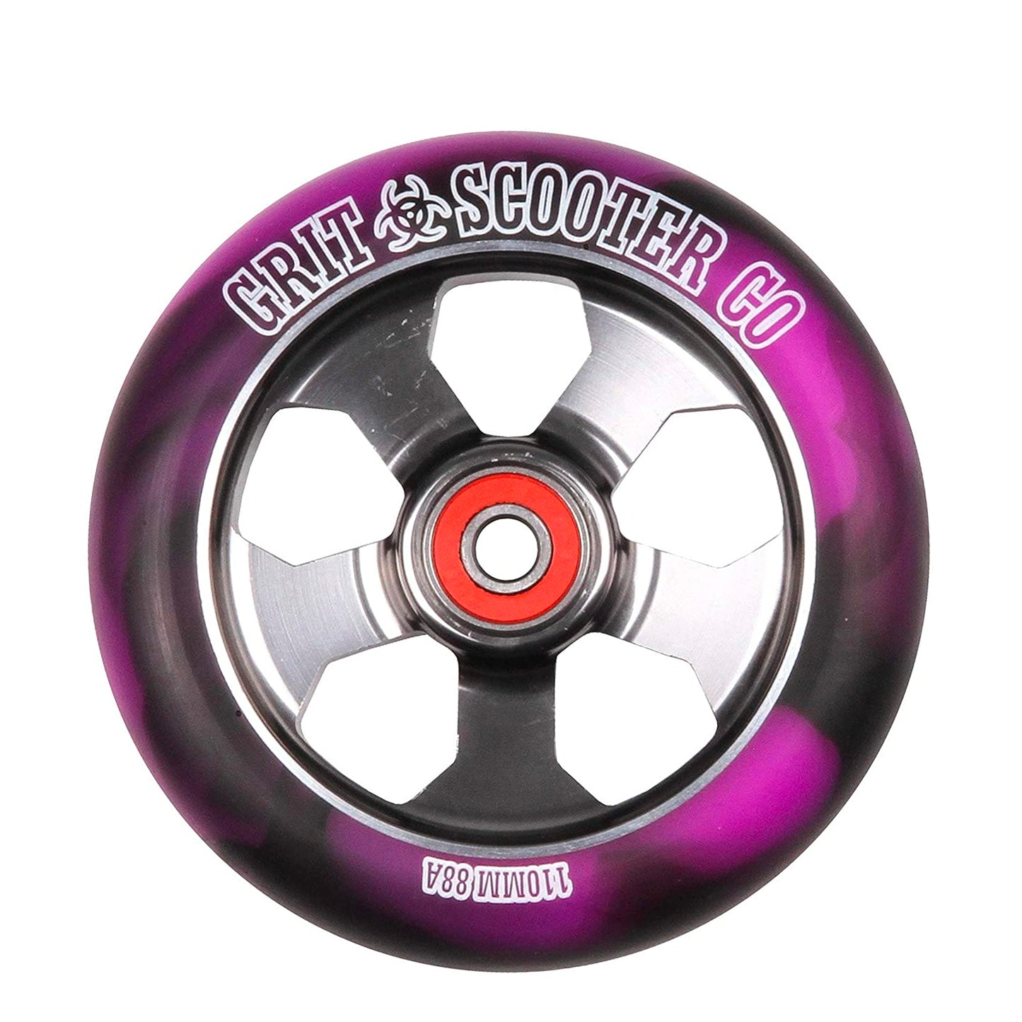 Grit 5 Spoke 110mm Scooter Wheel - Black Purple / Titanium (x 2 Sold as a pair) - Prime Delux Store