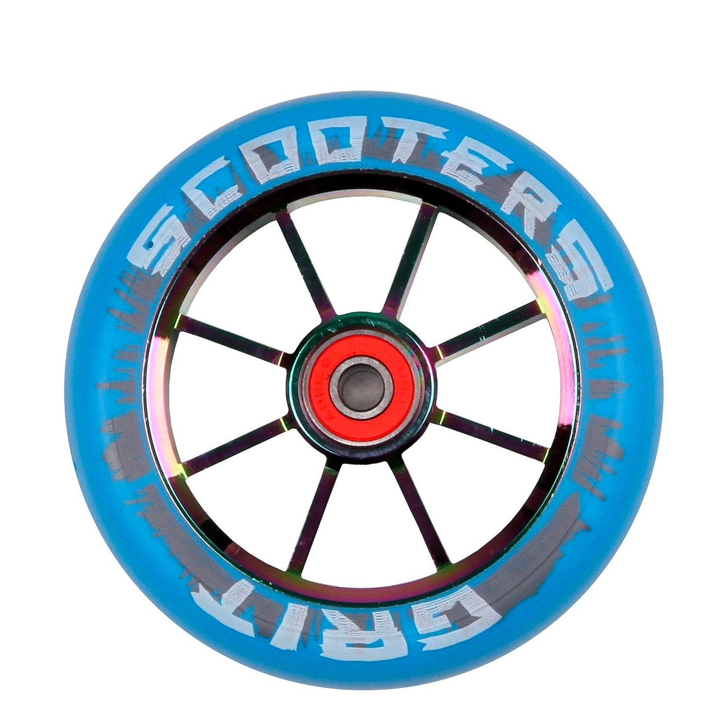 Grit 8 Spoke 100mm Scooter Wheel - Blue / Neo Chrome (x 2 Sold as a pair) - Prime Delux Store