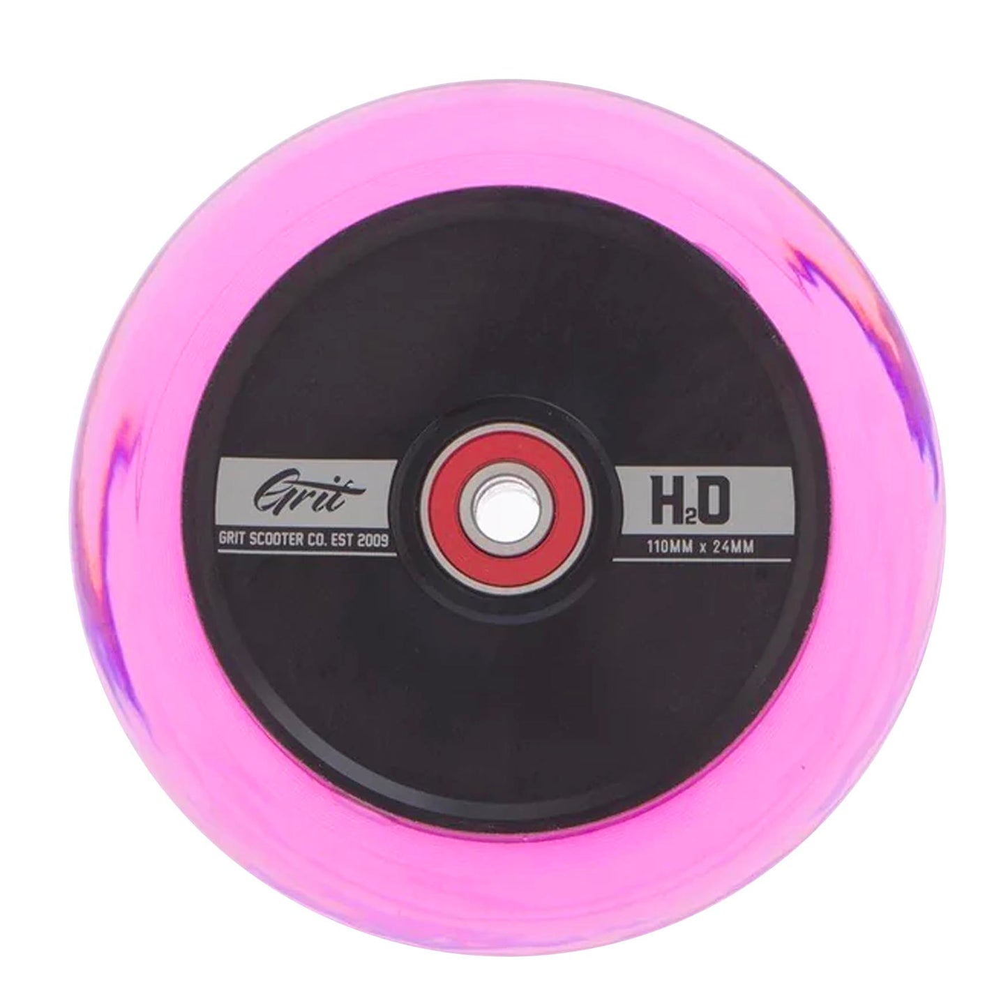 Grit Scooters Hollow Core Wheels H2O (Pair)  Black / Pink 110mm x 24mm - Prime Delux Store