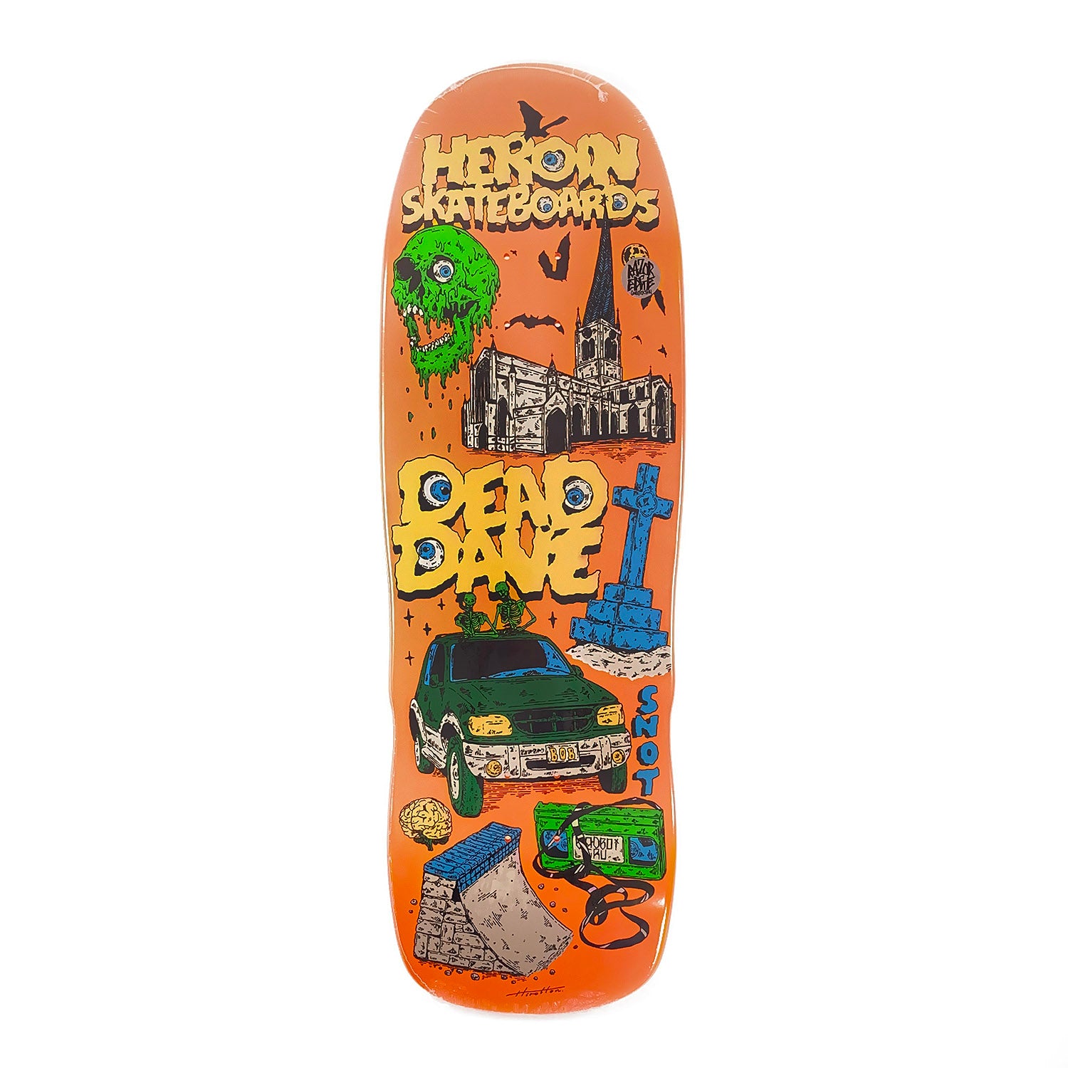 Heroin Skateboards - 10" - Dead Dave Life Deck - Orange - Prime Delux Store