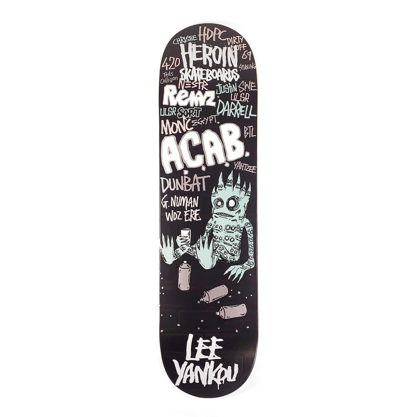 Heroin Skateboards - 8.25" - Lee Yankou ‘Imp’ Deck - Black - Prime Delux Store