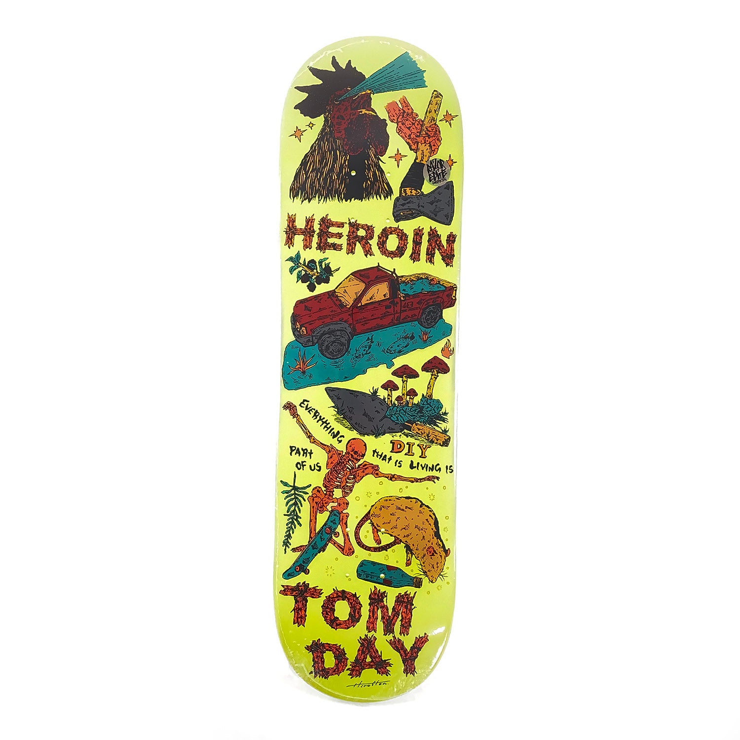 Heroin Skateboards Tom Day Life Deck Yellow - 8.625" - Prime Delux Store
