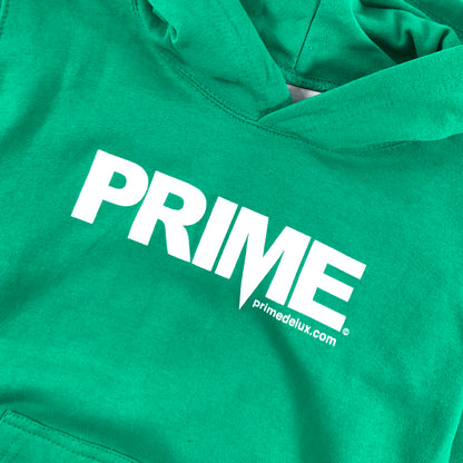 PRIME DELUX YOUTHS OG PREMIUM HOODED SWEAT - KELLY GREEN / WHITE - Prime Delux Store