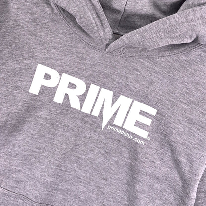 PRIME DELUX YOUTHS OG PREMIUM HOODED SWEAT - HEATHER GREY / WHITE - Prime Delux Store