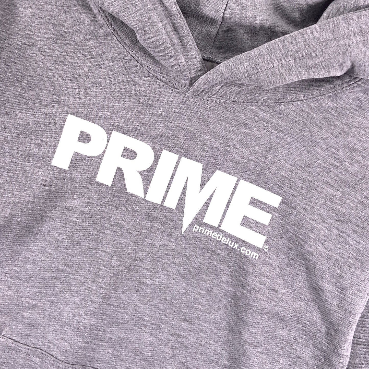PRIME DELUX YOUTHS OG PREMIUM HOODED SWEAT - HEATHER GREY / WHITE - Prime Delux Store