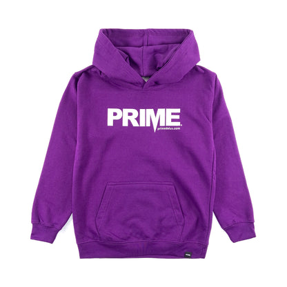 PRIME DELUX YOUTHS OG PREMIUM HOODED SWEAT - PURPLE / WHITE - Prime Delux Store