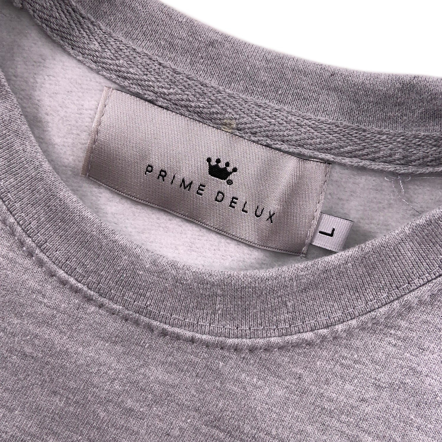 PRIME DELUX YOUTHS OG PREMIUM CREW SWEAT - HEATHER GREY / WHITE - Prime Delux Store