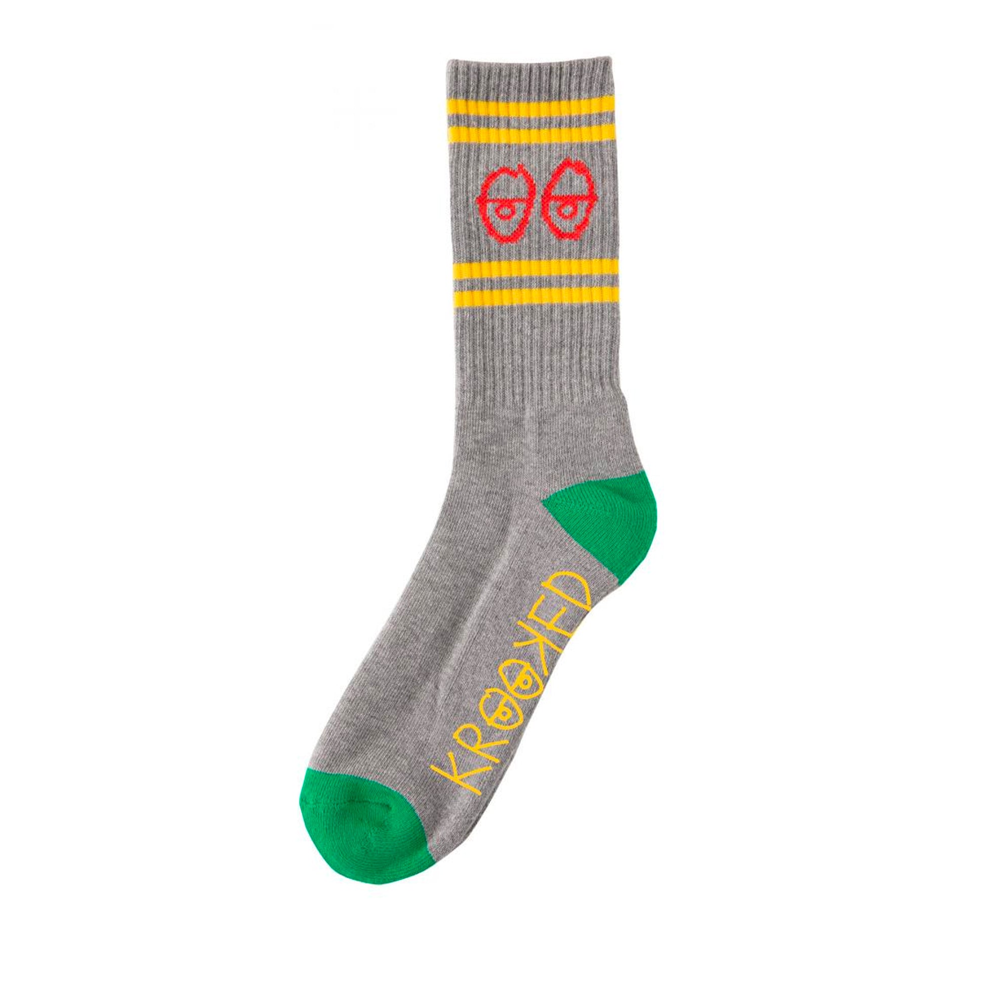 Krooked Socks Eyes Heather Grey/Green/Yellow/Red - Prime Delux Store
