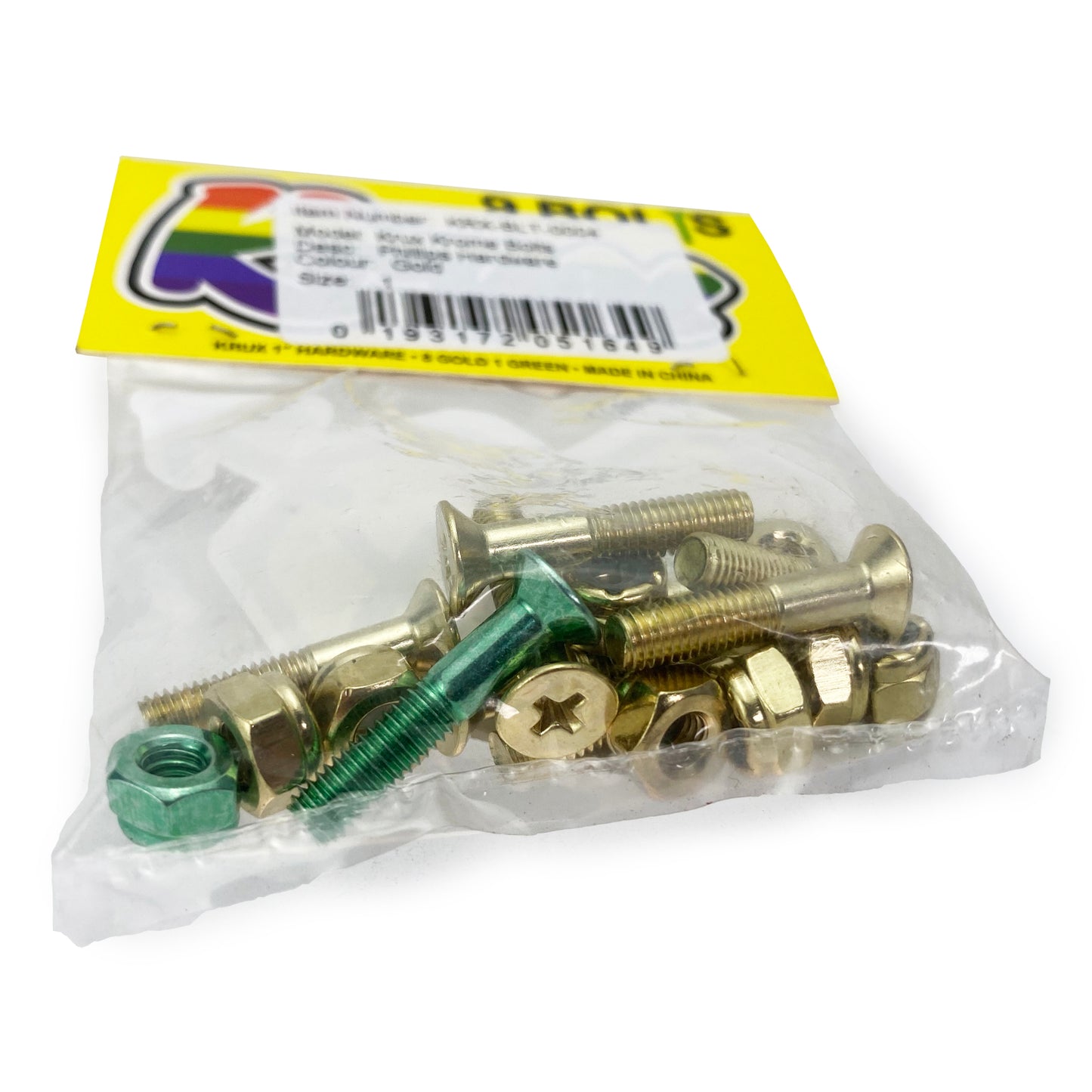 Krux Phillips Truck Bolts 1" - Gold / Green - Prime Delux Store