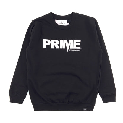 PRIME DELUX YOUTHS OG PREMIUM CREW SWEAT - DEEP BLACK / WHITE - Prime Delux Store