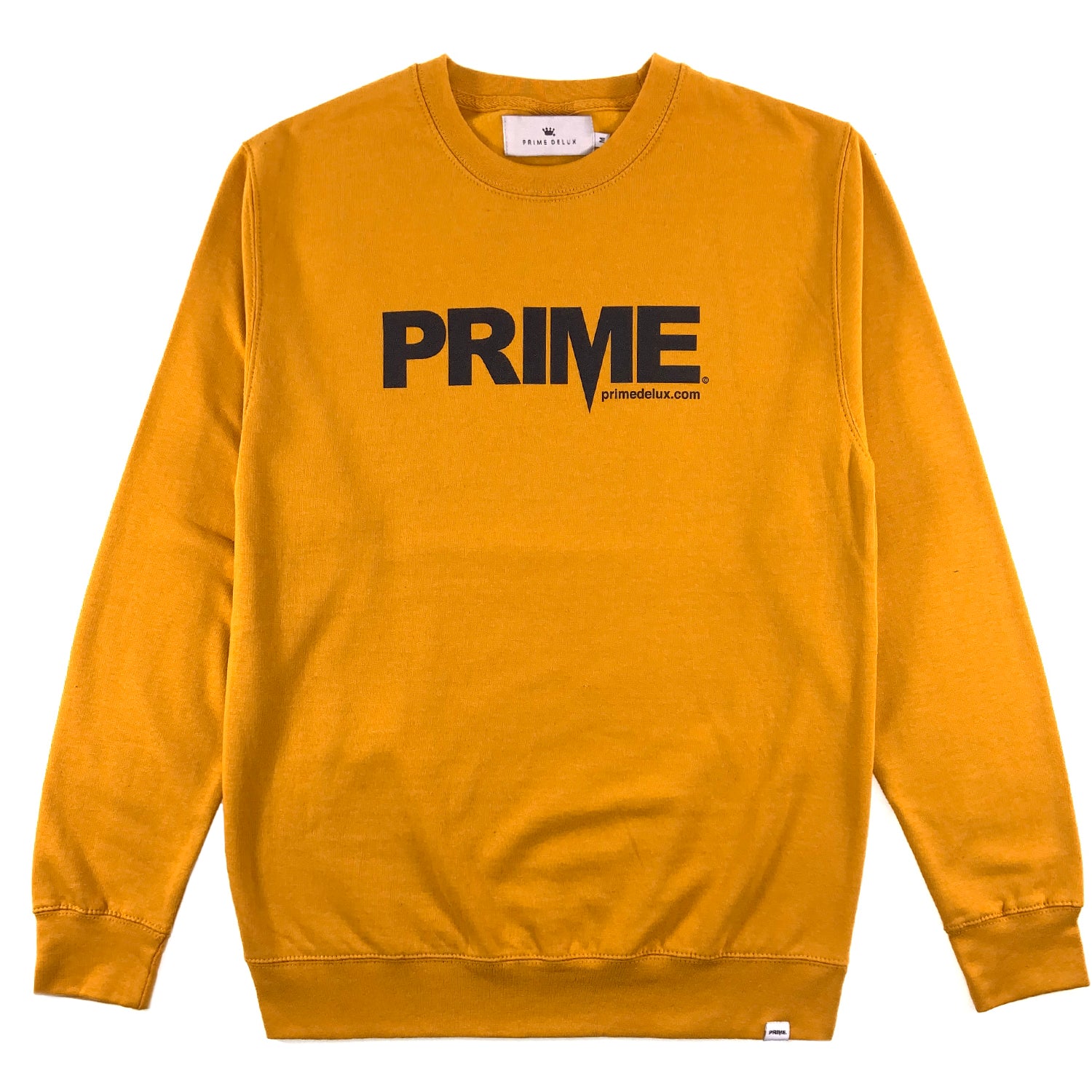 PRIME DELUX OG PREMIUM CREW SWEAT - MUSTARD / BLACK - Prime Delux Store