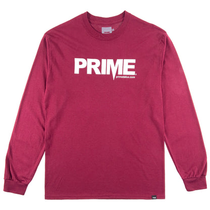 PRIME DELUX OG PREMIUM LONG SLEEVE T-SHIRT - MAROON / WHITE - Prime Delux Store