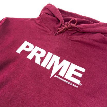 Prime Delux OG Logo Hooded Sweat - Maroon / White - Prime Delux Store