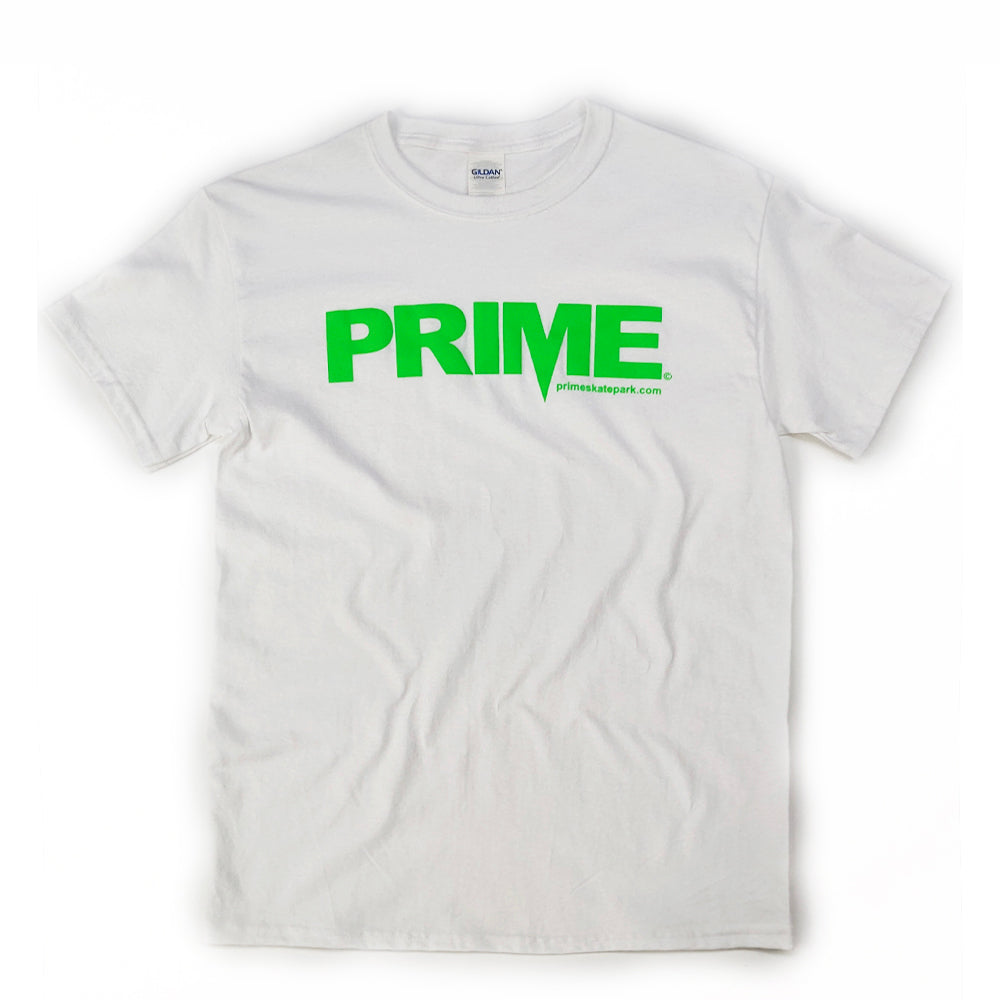 Prime Delux OG Logo Kids T Shirt - White / Neon Green - Prime Delux Store
