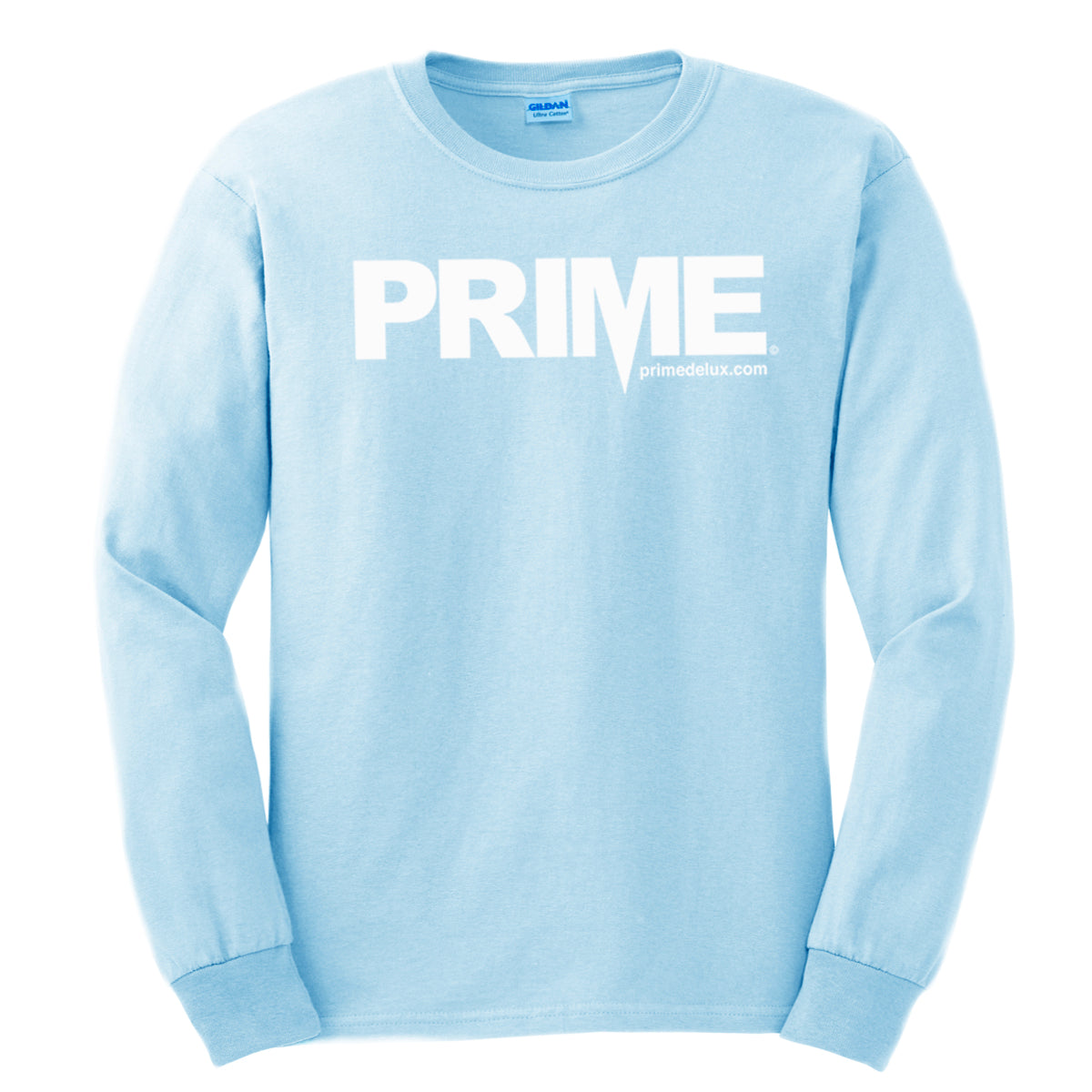 Prime Delux OG Logo Long Sleeve T Shirt - Pastel Blue / White - Prime Delux Store