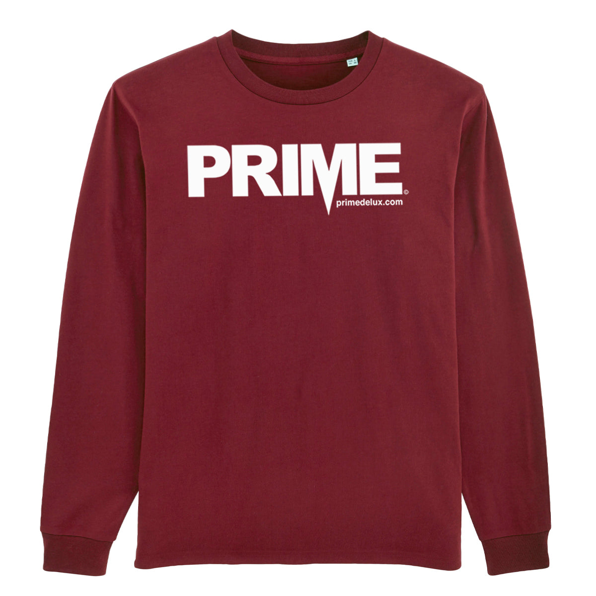 Prime Delux OG Logo Long Sleeve T Shirt - Maroon / White - Prime Delux Store
