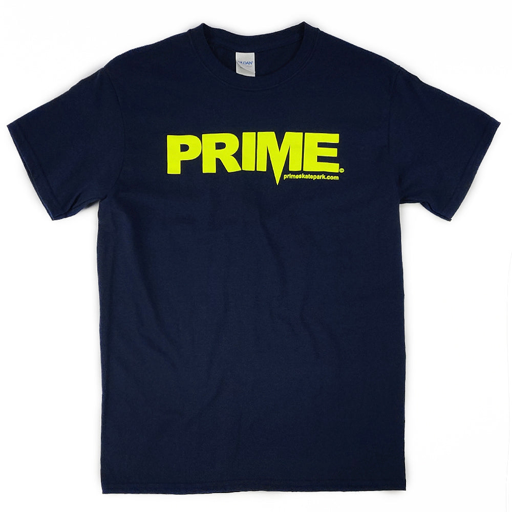 Prime Delux OG Logo T Shirt - Navy / Neon Yellow - Prime Delux Store