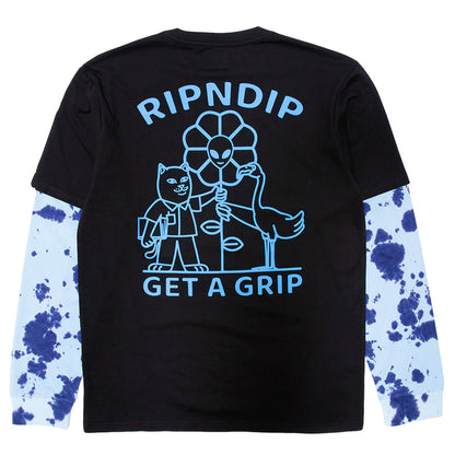 RIPNDIP - Get A Grip Double Sleeve T-Shirt - Black / Light Blue Tie Dye - Prime Delux Store