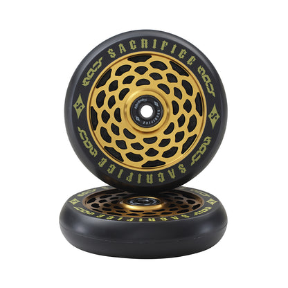 Sacrifice - 110mm - Spy Wheels - Black / Gold (x 2 / Sold as a pair) - Prime Delux Store