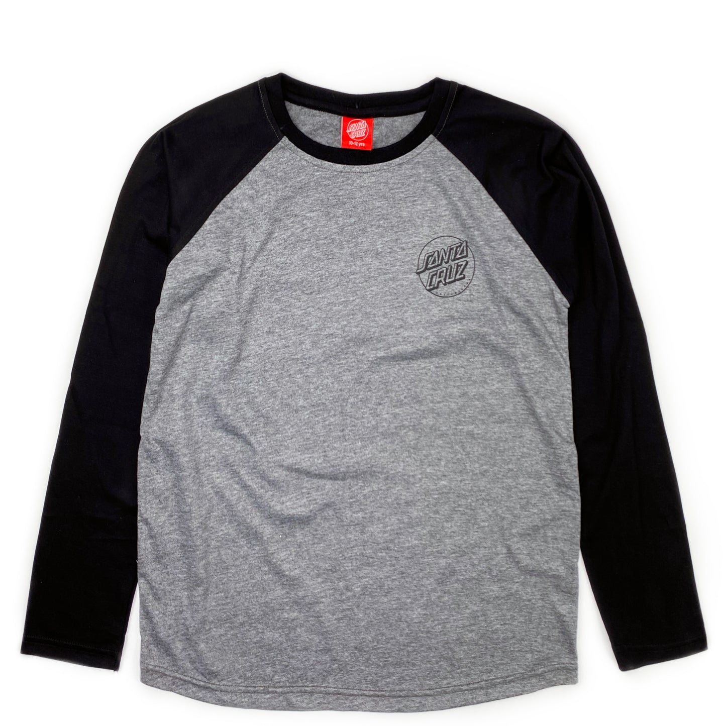 Santa Cruz Youth Opus Dot Baseball Long Sleeve T Shirt - Black / Dark Heather - Prime Delux Store