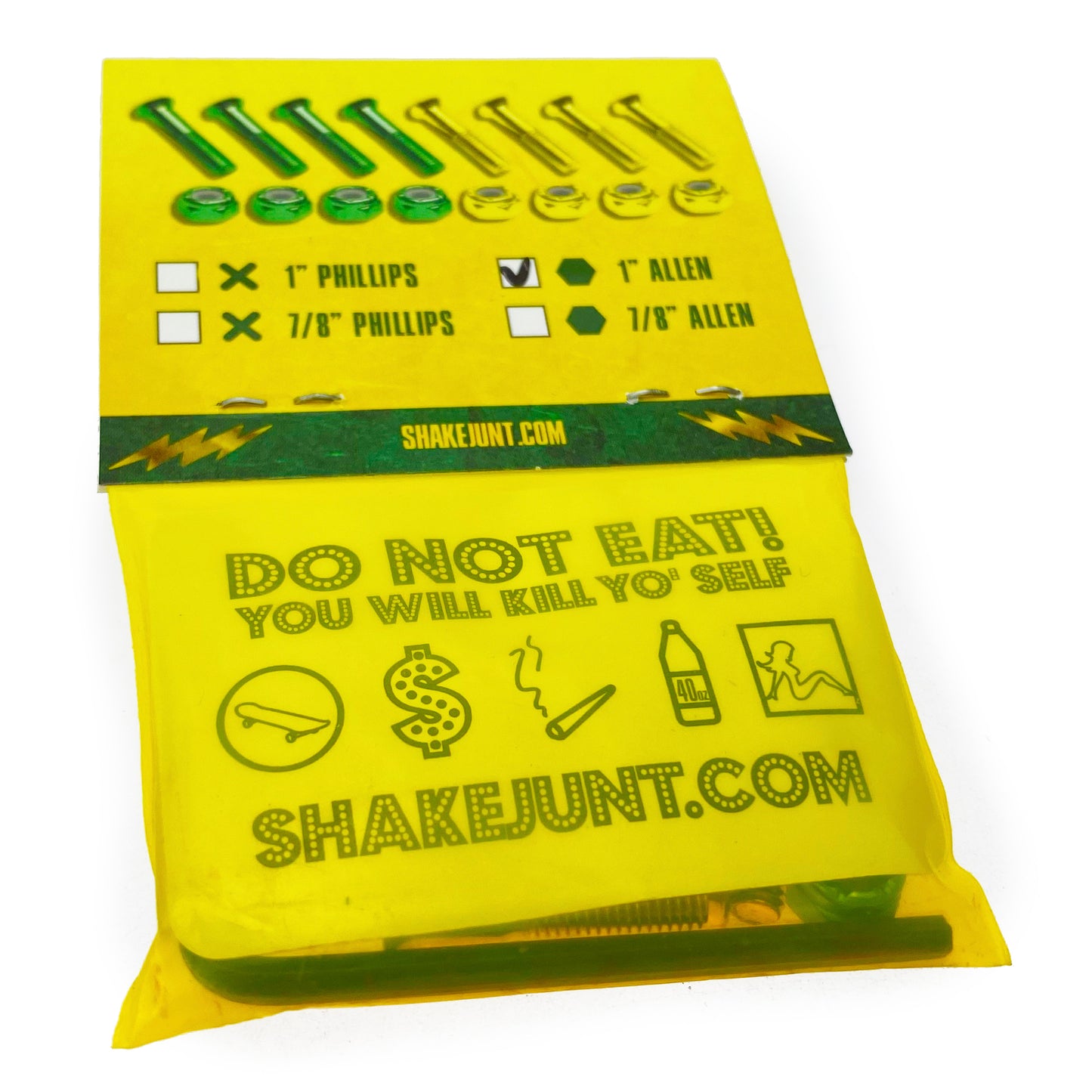 Shake Junt 1' Allen Key Truck Bolts - Green / Yellow - Prime Delux Store
