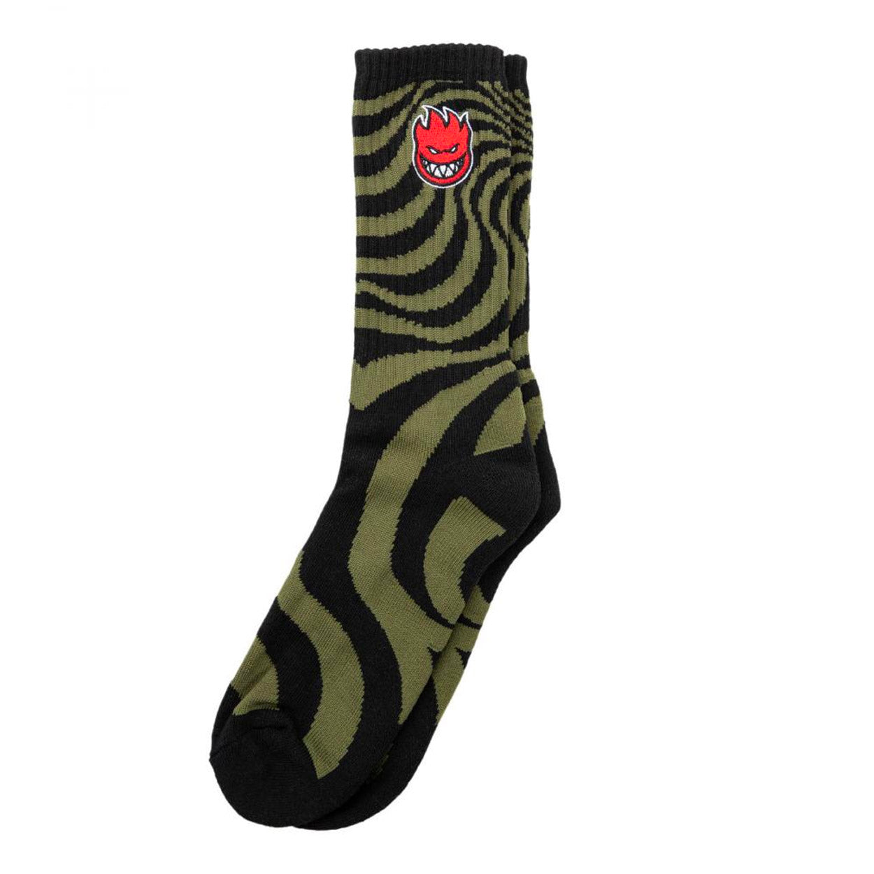 Spitfire Bighead Fill Emb Swirl Socks - Black / Olive / Red - Prime Delux Store