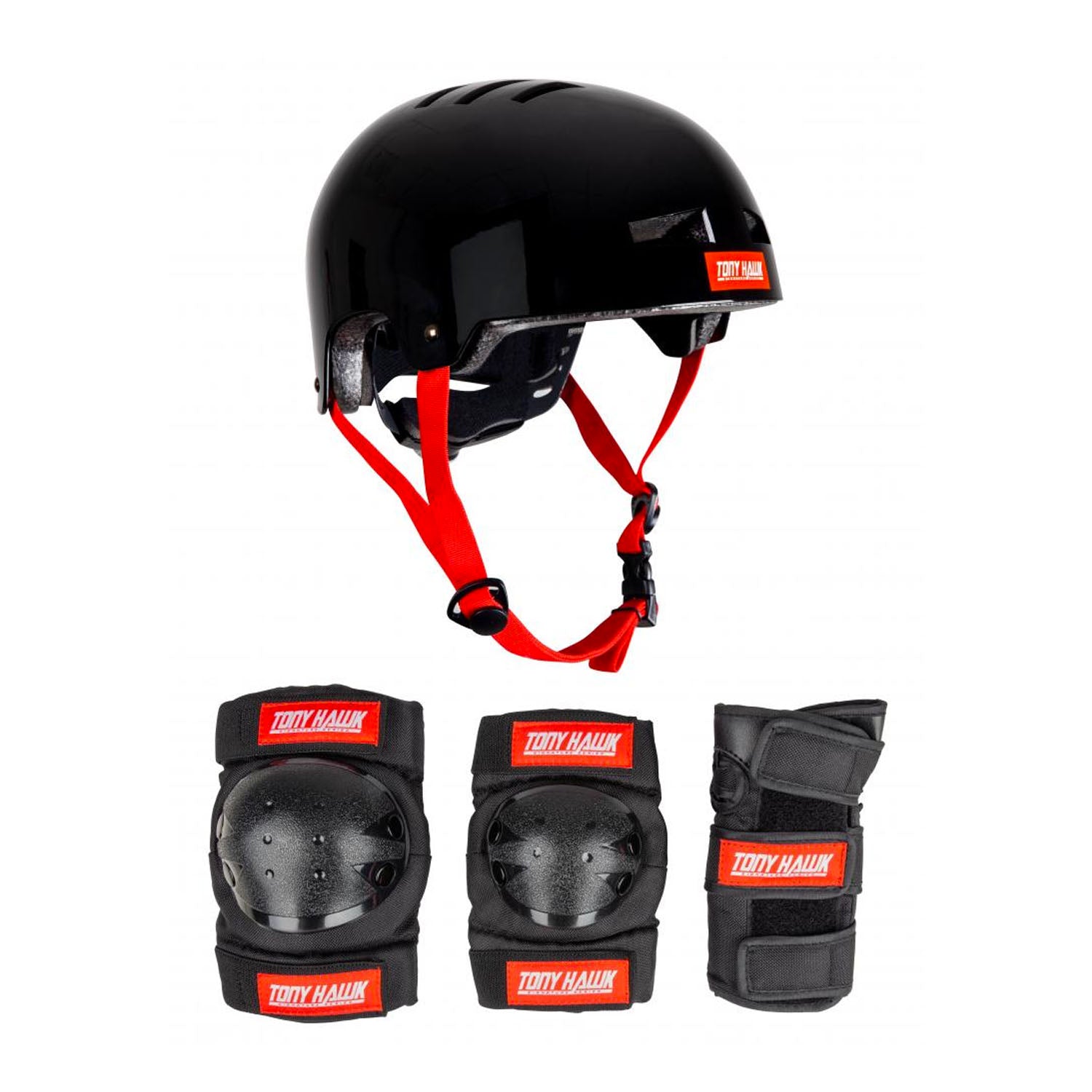 Tony Hawk Junior Protective Set Helmet & Padset - Black/Red - Prime Delux Store