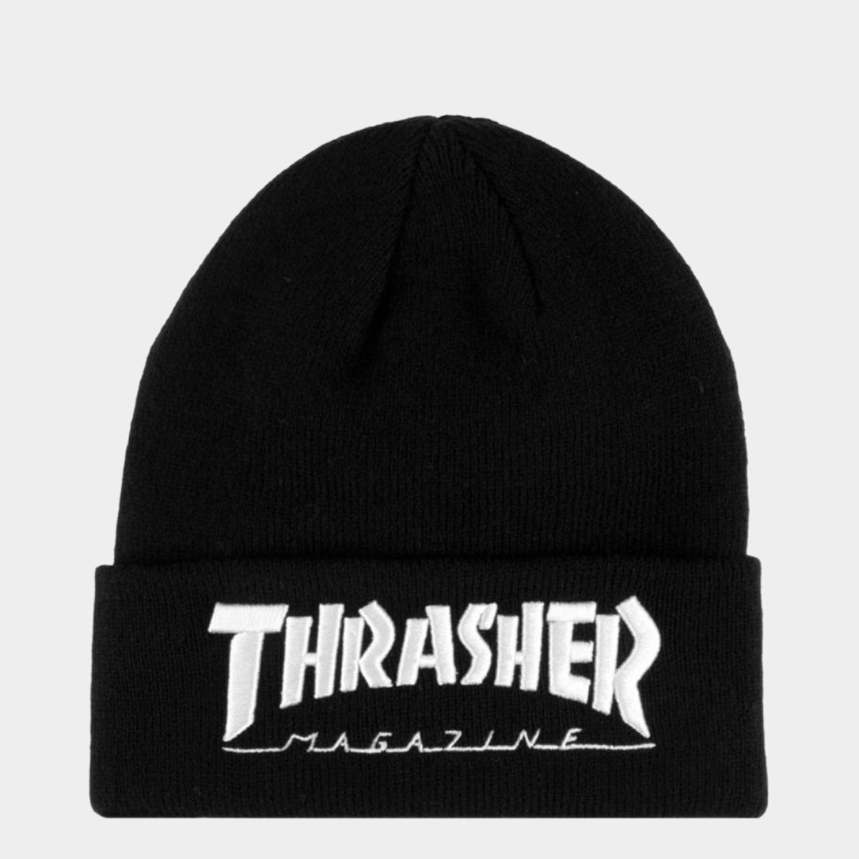 Thrasher Embroidered Logo Beanie - Black / White - Prime Delux Store