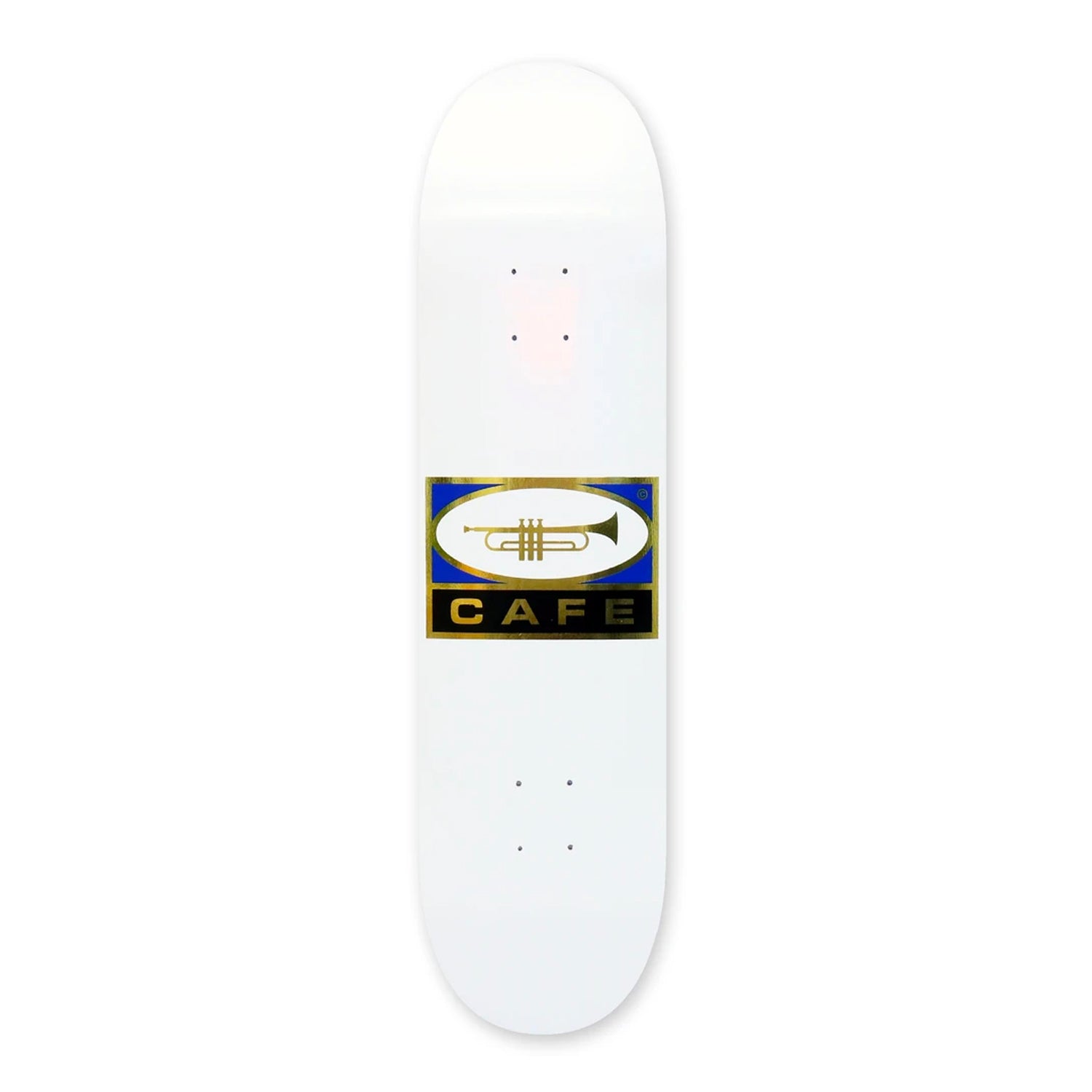 Skateboard Cafe - 8.125" - Trumpet Logo Deck White / Gold - Prime Delux Store