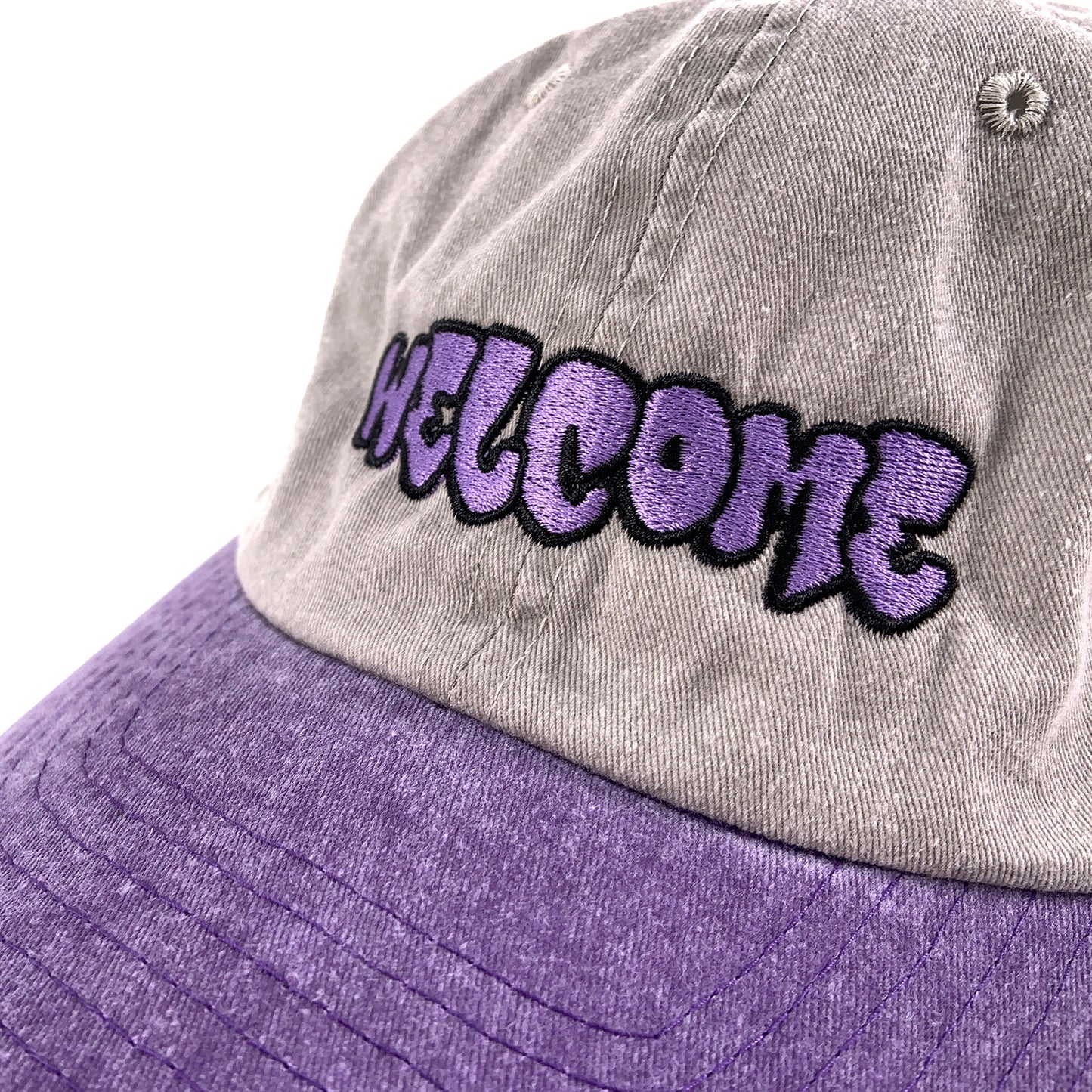 Welcome Bubble Stone-Washed Hat - Khaki / Plum - Prime Delux Store
