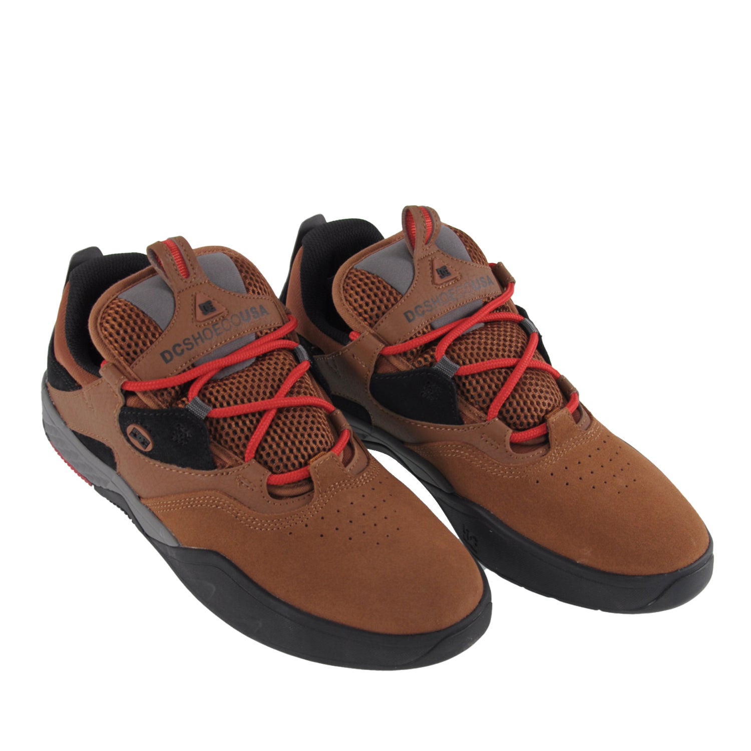 DC Shoes Kalis Skate Shoes - Brown / Black / Red - Prime Delux Store