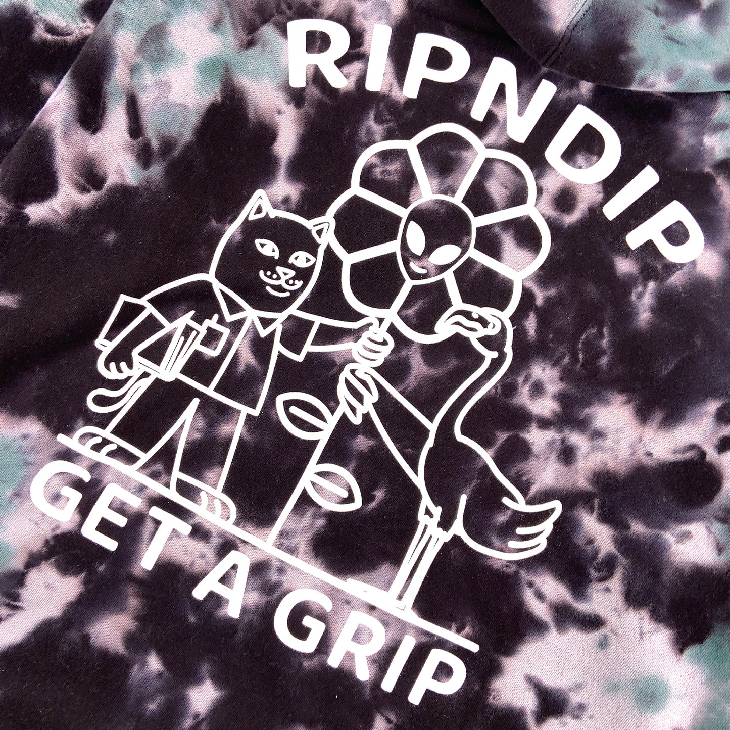 RIPNDIP - Get A Grip Hoodie - Black / Sage Tie Dye - Prime Delux Store