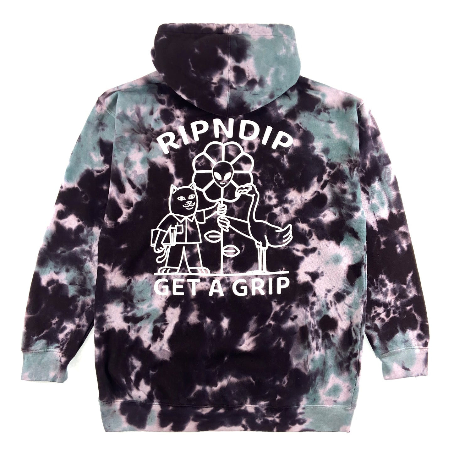 RIPNDIP - Get A Grip Hoodie - Black / Sage Tie Dye - Prime Delux Store